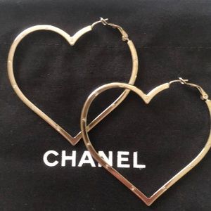 Chanel heart hoop earrings